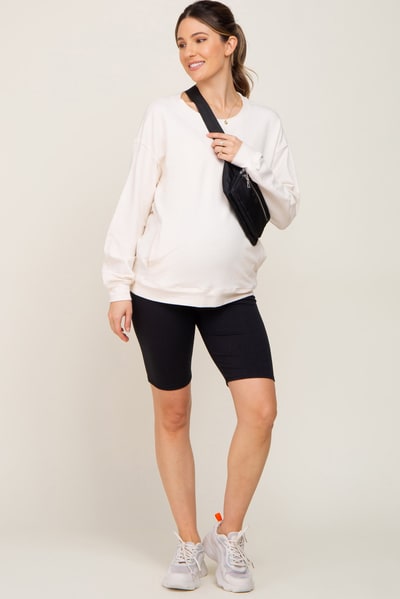 PinkBlush Black Wide Band Maternity Biker Shorts