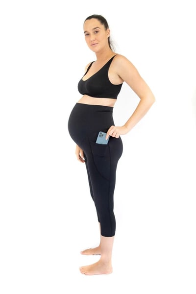 Emamaco 3/4 Maternity Leggings + Pockets - Black FINAL SALE