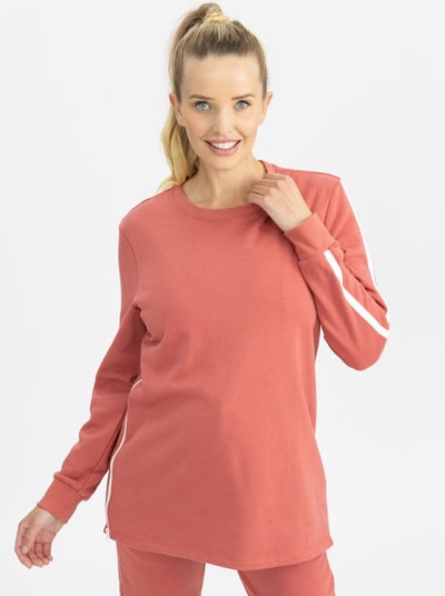 Angel Maternity Maternity Sweat Top in Coral