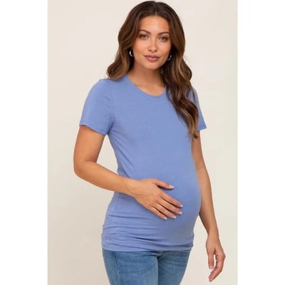 Target PinkBlush Blue Basic Crew Neck Maternity Tee Blue Large
