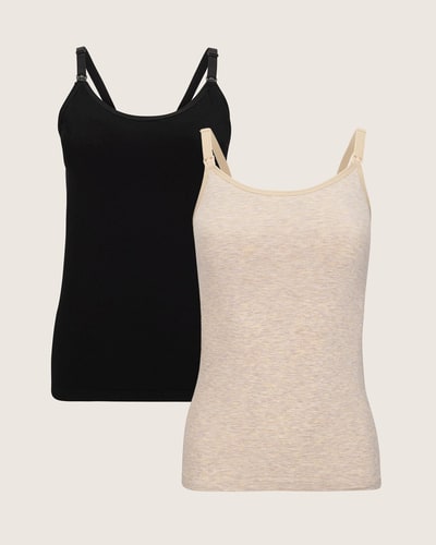 Kindred Bravely Sublime® Bamboo Nursing Cami Two-Pack | Black & Oatmeal Heather