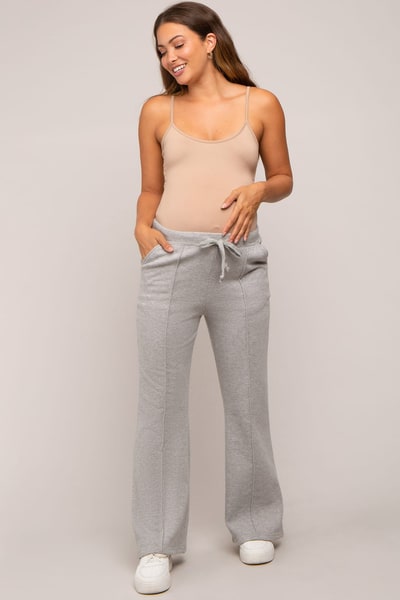 PinkBlush Heather Grey Faux Fur Lined Maternity Flare Lounge Pants