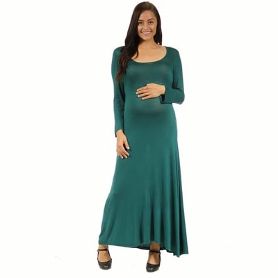 Target 24seven Comfort Apparel Long Sleeve Maternity Maxi Dress-FOREST-S