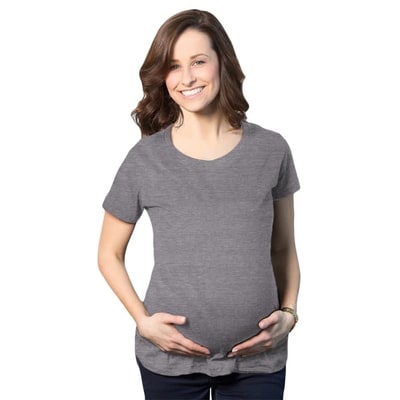 Target Comfortable 6 Pack Maternity Shirts Blank Pregnancy Shirts Plain Fitted Tees - Crazy Dog Maternity T Shirt with Fun Design Dark Grey S