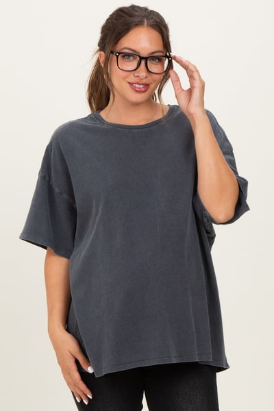 PinkBlush Charcoal Oversized Mineral Wash Maternity T-Shirt