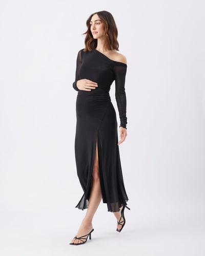 Ripe Maternity Freya Mesh Dress Black