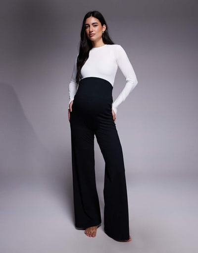 ASOS 4505 Maternity Icon soft touch high rise wide leg dance pants in black
