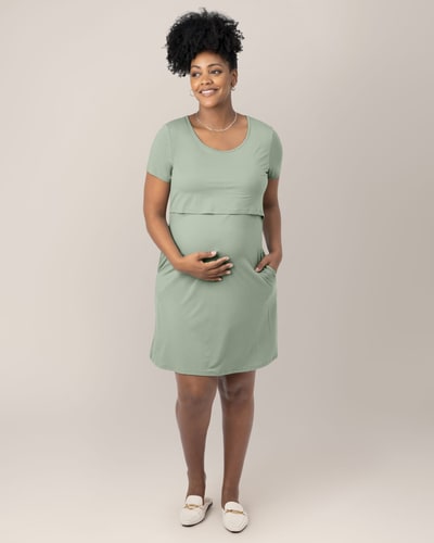 Kindred Bravely Eleanora Bamboo Maternity & Nursing Dress | Aqua Mist