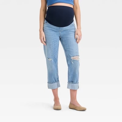 Target Over Belly Cropped Vintage High-Rise Straight Maternity Pants - Isabel Maternity by Ingrid & Isabel™ Medium Wash 2: Denim, Ankle Length
