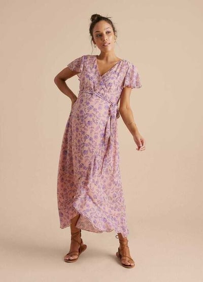 For The Creators Flutter Sleeve Faux Wrap Dress