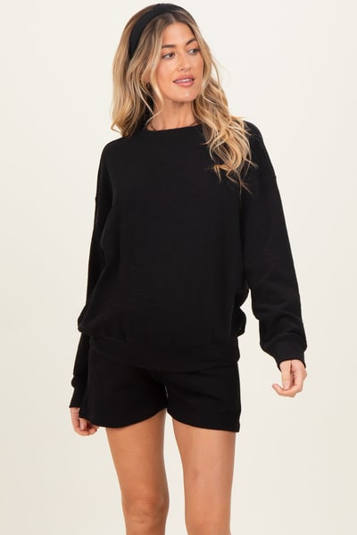 PinkBlush Black Maternity Pullover & Shorts Set