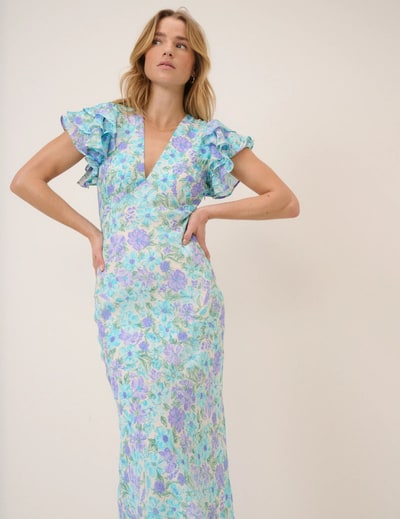 For The Creators Layla Blue Floral Midi Dress