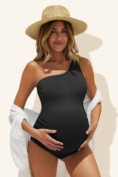 Summer Mae Maternity One Shoulder Ring Linked Swimsuit | One Piece Bathing Suit
