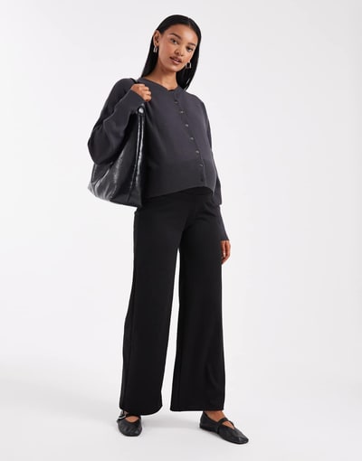 ASOS ONLY Maternity wide leg jersey pants in black