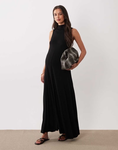 ASOS high neck maxi dress in black