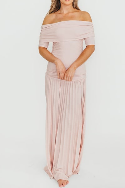 Worth Collective The Lennox Maxi Dress in Dusty Pink - Bump Friendly