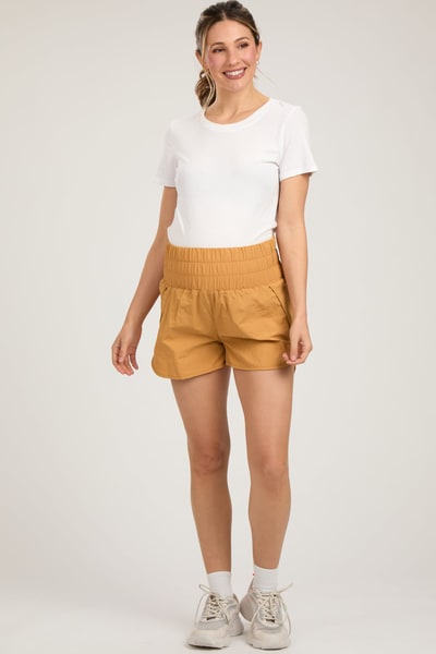 PinkBlush Yellow Curved Hem Active Maternity Shorts