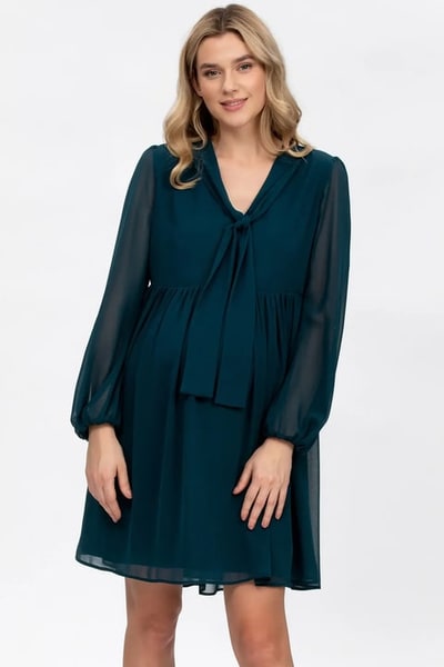 For The Creators Nova Green Maternity and Nursing Dress in Chiffon