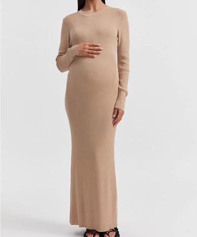 Bump City The LS Formentera Maxi Dress (Latte)