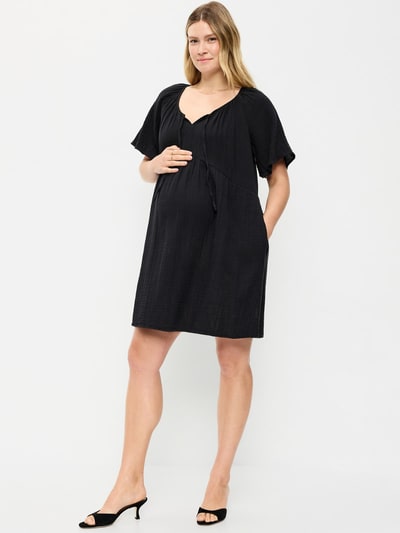 Old Navy Maternity Crinkle Gauze Flutter-Sleeve Mini Swing Dress