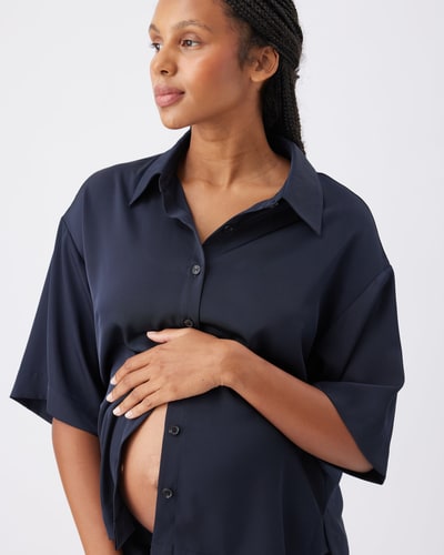 Ripe Maternity Tamara Satin Shirt Midnight