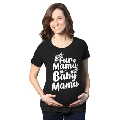 Target Maternity From Fur Mama to Baby Mama T Shirt Cute Pet Dog Pregnancy Tee - Crazy Dog Maternity T Shirt Gift for Mom Black S