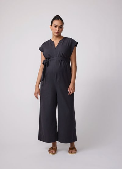 Ingrid & Isabel Arlo Maternity Black Woven Jumpsuit