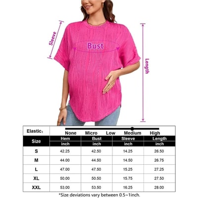Target Coolmee Women's Maternity Shirts Casual Breathable Loose Textured Raglan Short Sleeve Shirt Crew Neck Spring Summer Pregnancy Tops M Pink