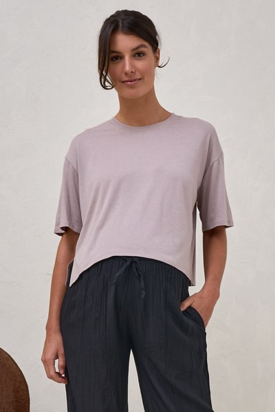 Bae the Label Into It Crop Tee - Taupe
