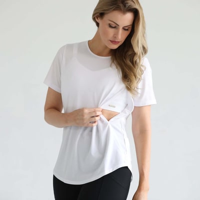 Milk & Baby Harper Cross Back Short Sleeve Nursing Tee  | Blanc