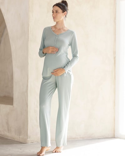 Angel Maternity Amira 2-piece Maternity Sleepwear Set in Sea Mist