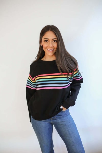 Milk & Baby Six Stripe Invisible Zip Breastfeeding Sweatshirt