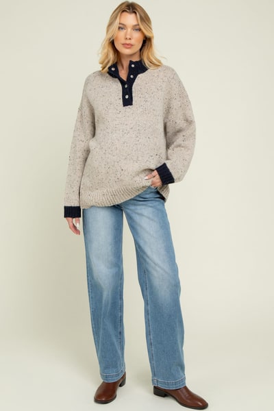 PinkBlush Blue Medium Wash Baggy Straight Leg Maternity Jeans