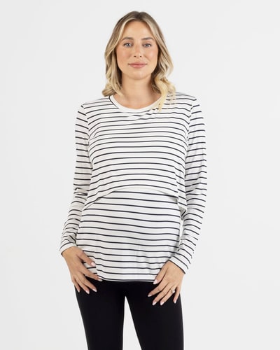 Angel Maternity Leonie Maternity/ Nursing Stripe Top