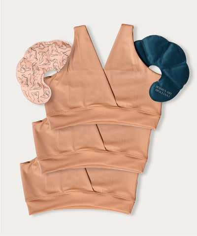 Milk & Baby Mocha Mousse FourthWear Postpartum Bralette 3-set + Chest Ice/Heat Pack