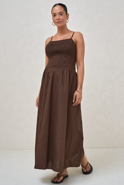 Bae the Label Mystery Solved Midi Dress - Chocolate
