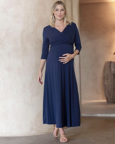 Angel Maternity Lacey 2-Piece Matching Modal Maxi Dress Set