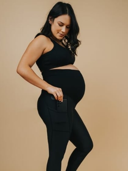 Maternity Leggings with Pockets - Classic Full Length Black